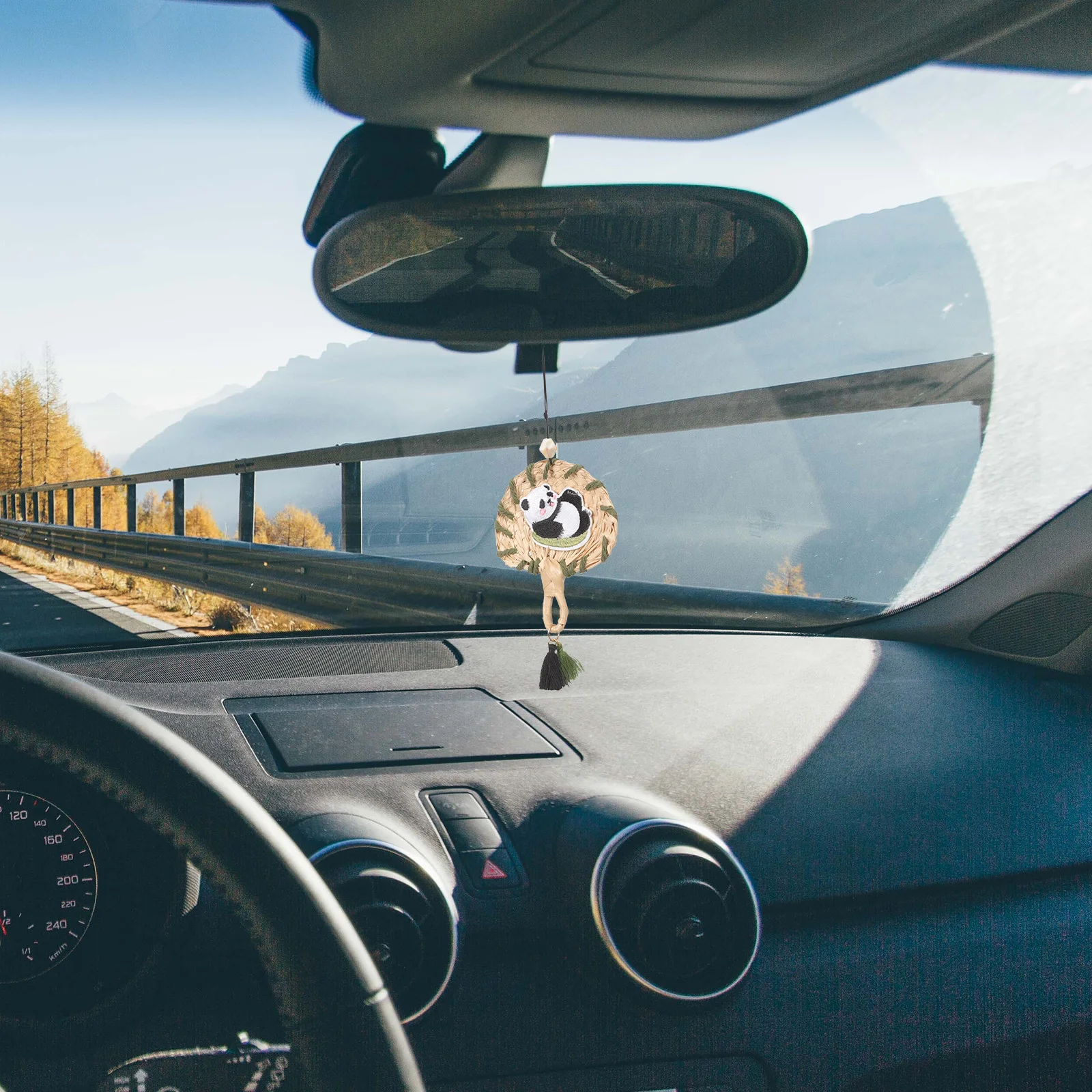 

Panda Hanging Ornament Fan Shape Cute Rearview Pendant Car Charm Accessories Automotive Hanging Decorative Ornaments Panda For