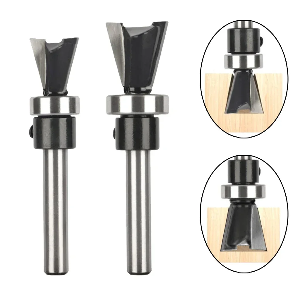 1/2pcs Dovetail Joint Router Bit With Bottom Bearing Carbide Cutters Woodworking Milling Cutter For Wood Bit Face Mill End Mill