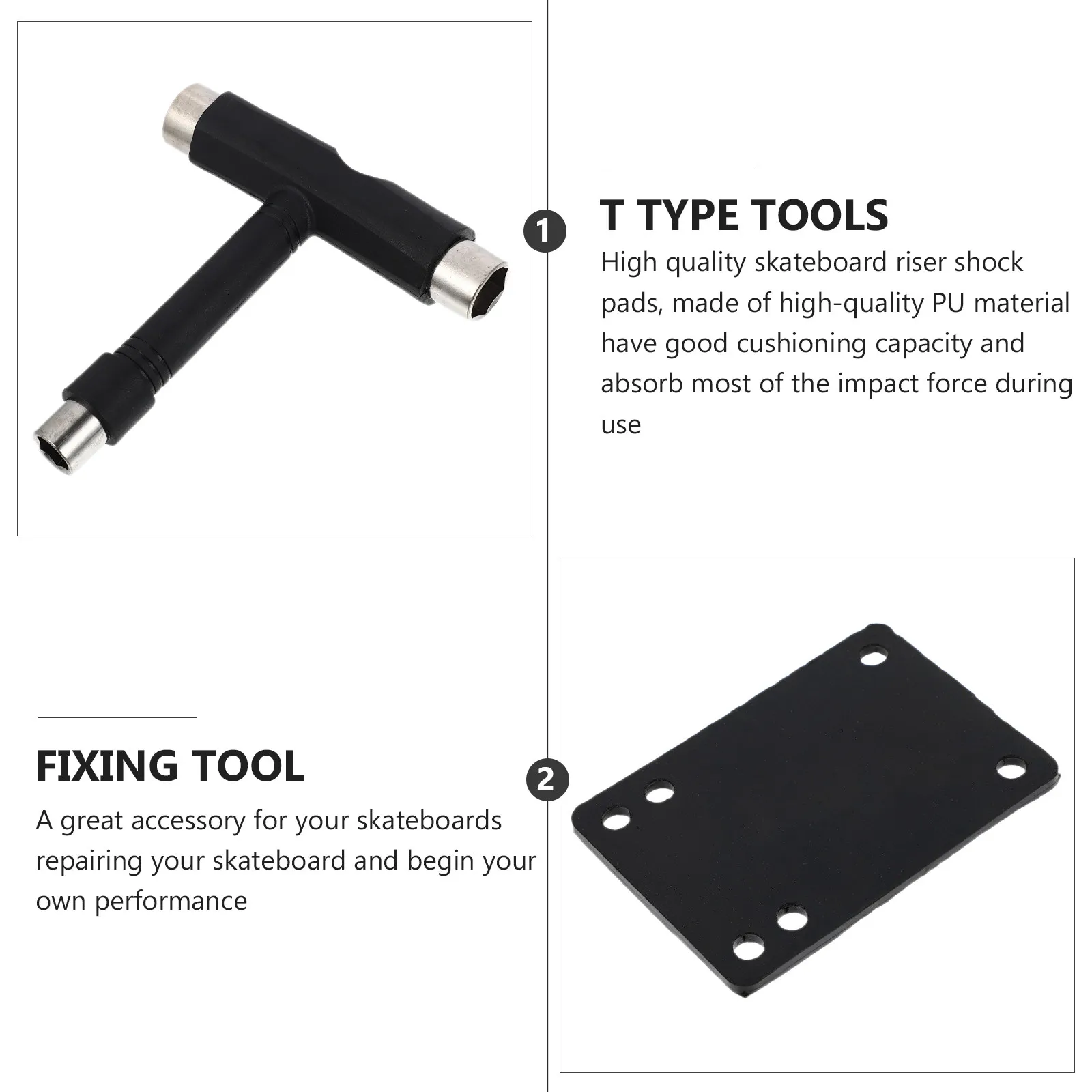 1Set Skateboard T Type Tools Heavy Duty Bearing Material Repairing Kit Skateboard Hardwares Multi Function Fixing Tool for Long