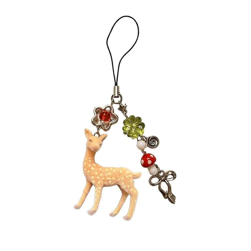 Versatile Portable Christmas Elk Handmade 3D Phone Charms Korean Style Deer Keychain Christmas Gift