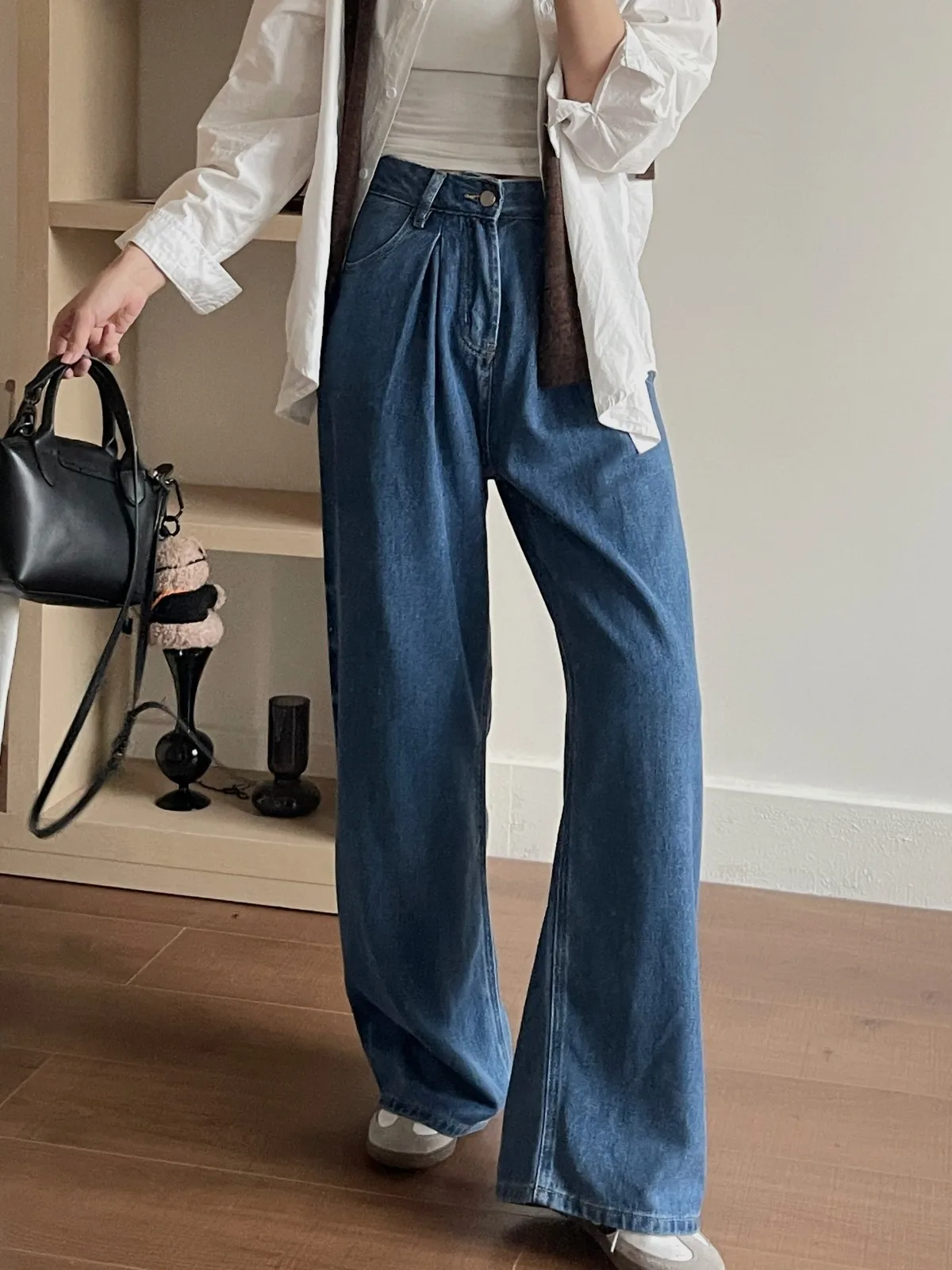 

ZHISILAO New Baggy Wide Leg Jeans Women Vintage Loose High Waist Floor Length Denim Pants Streetwear Autumn 2024