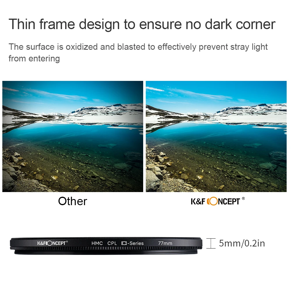 K&F Concept MC CPL Circular Polarizer Filter Ultrathin Polarizing Filter for Camera Lens Filter 52mm 58mm 67mm 72mm 77mm 82mm