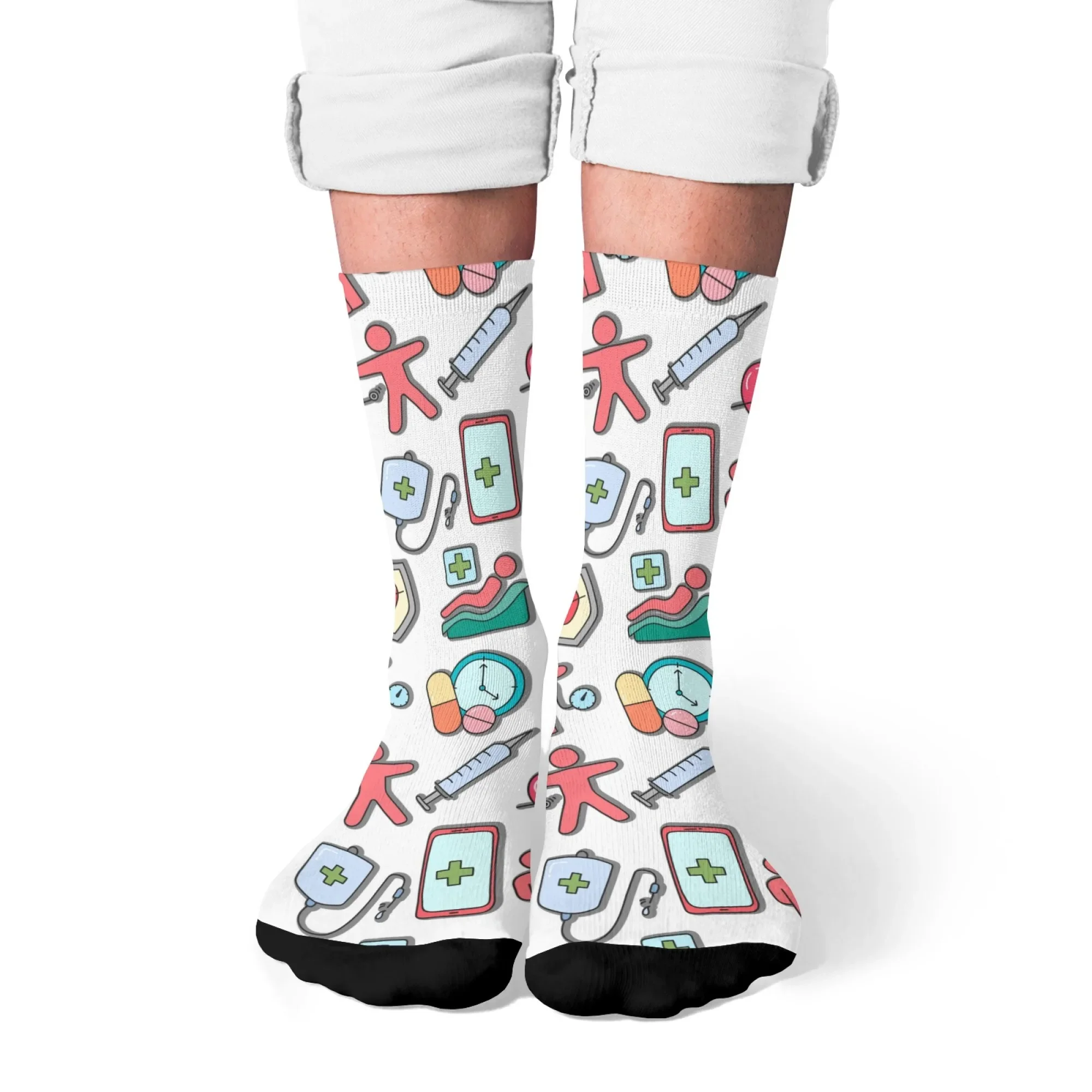 الطب معالجة الطبيب والممرضات الكرتون لطيف الجوارب الجدة Harajuku الهيب هوب جوارب بأشكال مضحكة هدية مريحة عدم الانزلاق الدراجات الجوارب