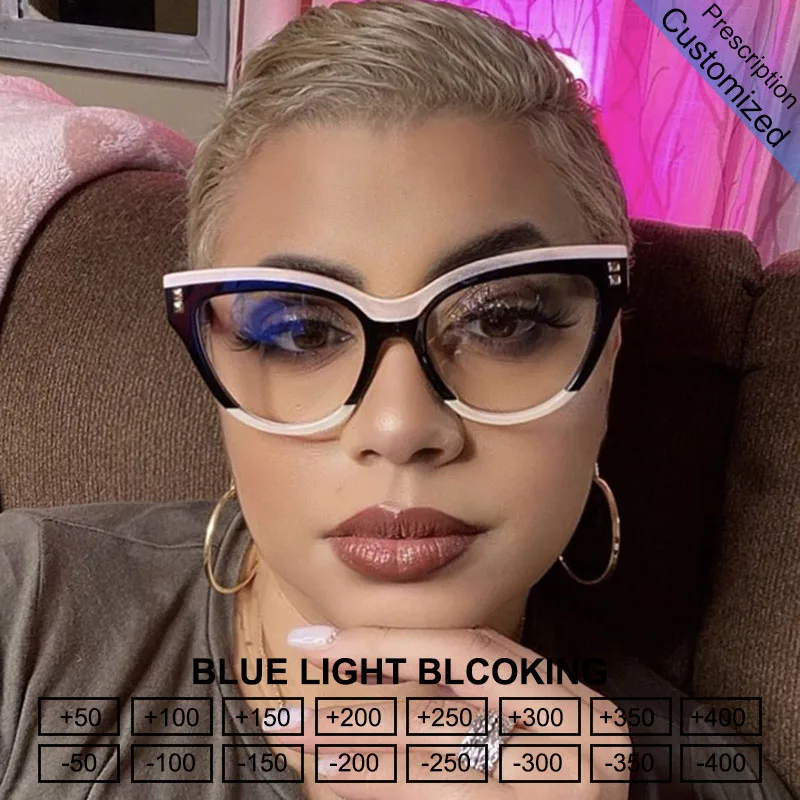 Vintage Sexy Lady Cat Eye Reading Glasses Women Myopia Customizable Prescription Blue Light Blocking Computer Optical Eyeglasses