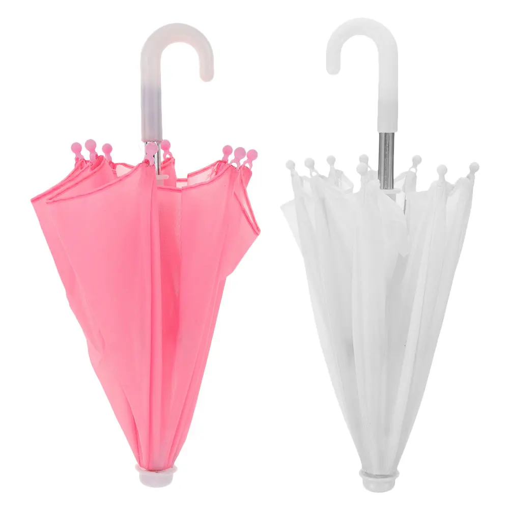 2 stuks poppenhuisaccessoires mini decoratieve paraplu's schattige kleine parasol voor meisjes mode regenscherm fantasiespel buiten tuin