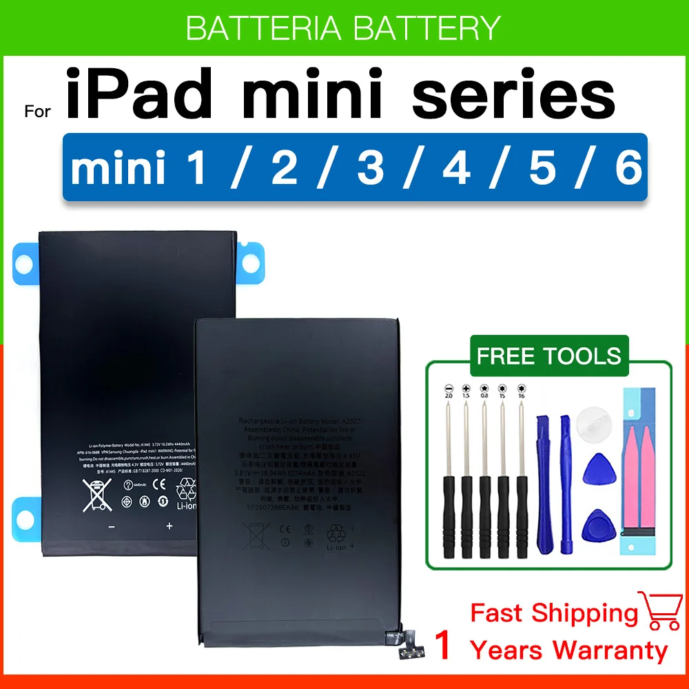 Brand New Replacement Battery For Apple IPad Mini 1 2 3 4 5 6 For IPad Mini1 Mini2 Mini3 Mini4 Mini5 Mini6 Tablet Batteries
