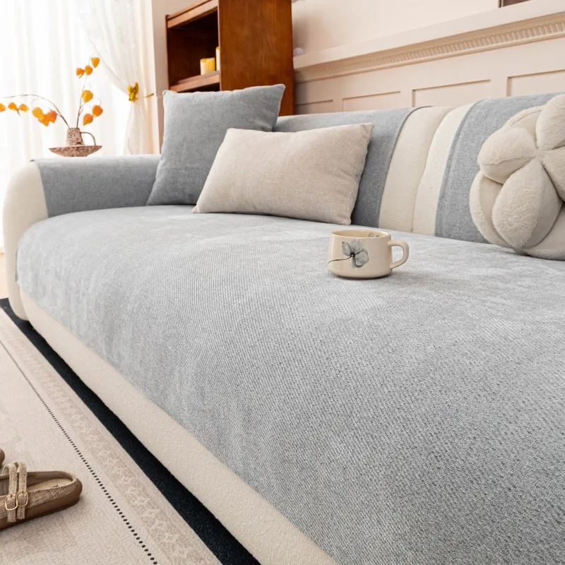 Minimalistischer Twill-Chenille Sofabezug, Garngefärbter Hochwertiger Couchbezug für Alle Jahreszeiten Wohnzimmer Sofatuch Haustierfreundlich – Detail 7