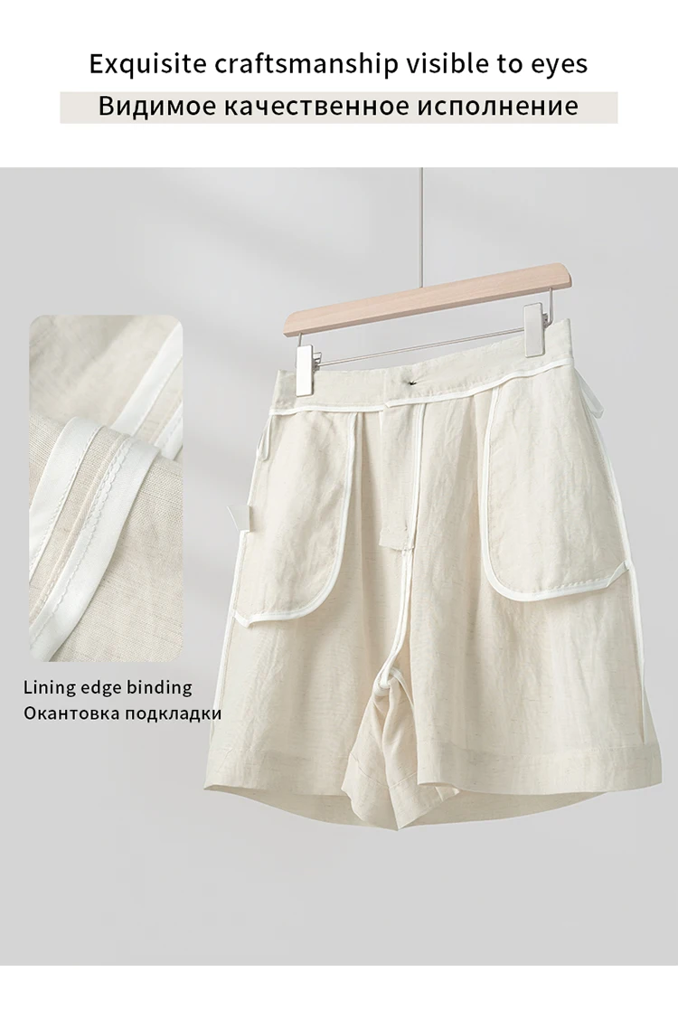 2026 Damen Leinen-Shorts Y2K, Einzelknopf-Reißverschluss Multi-Taschen Mini-Shorts, Freizeit- und Alltagsshorts für Zuhause und Pendeln im Sommer – Detail 11