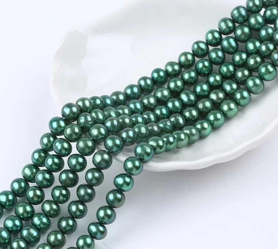 

New 925 Sterling Silver Necklace Natural Green 10-11mm Near Round Pearl Necklace Less Flaw Fine Party Jewelry Pendants