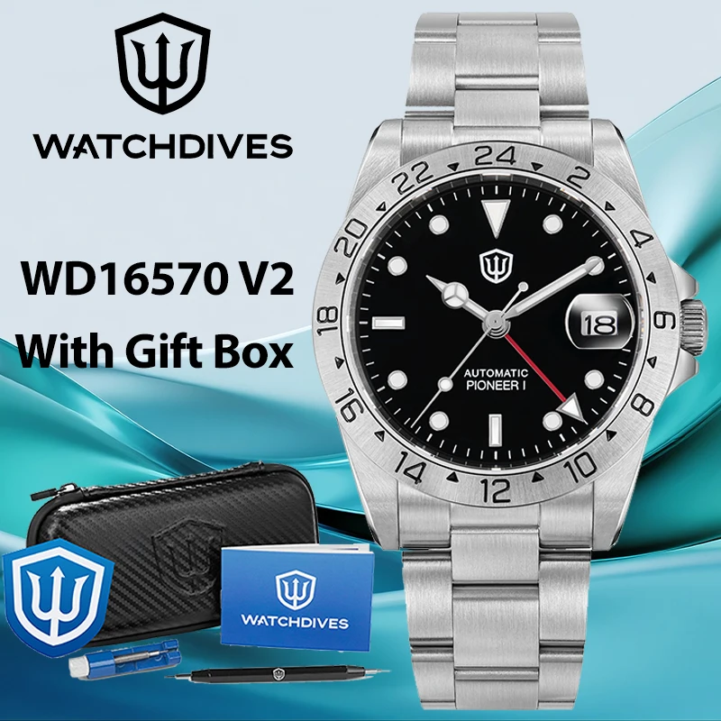 

Watchdives WD16570 V2 Роскошные часы NH34 Автоматический механизм 20 бар Водонепроницаемые светящиеся винтажные часы BGW9 с подарочной коробкой