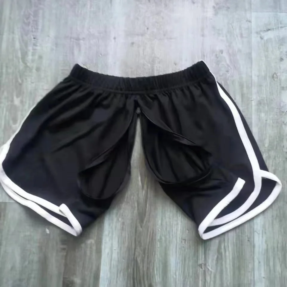 Spodenki sportowe damskie seksowne legginsy z otwartym krokiem letnie cukierkowe kolory anty opróżniane obcisłe spodenki w stylu casual, damska w pasie plaża