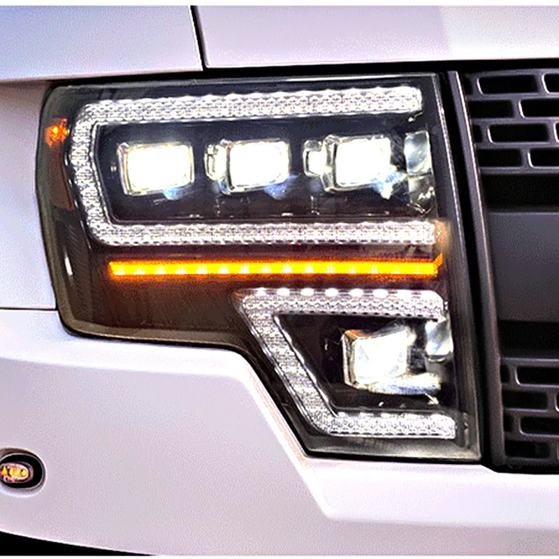New 08-14 Raptor F150 12V 6000K LED Headlights Daytime Running Lights Turn Signal Lens IP68 Protection