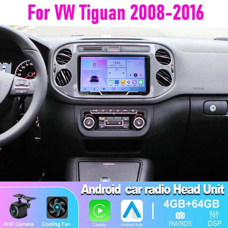 

4-64GB 9" Car Radio For VW Tiguan 2008-2016 Wireless Apple Carplay Android Auto Stereo Head Unit FM GPS Navi