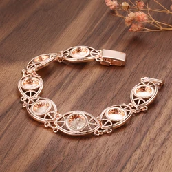 Wbmqda New French Luxury Oval Shape Bracelet For Women 585 Rose Gold Color Trendy Jewelry Wedding And Party Unusual Accessories