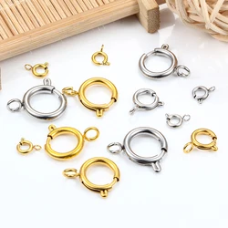 Fashion Plated Gold Stainless Steel Spring Buckle DIY Hip Hop Necklace Bracelet Jewelry Accessorie Connection Chain MultipleSize