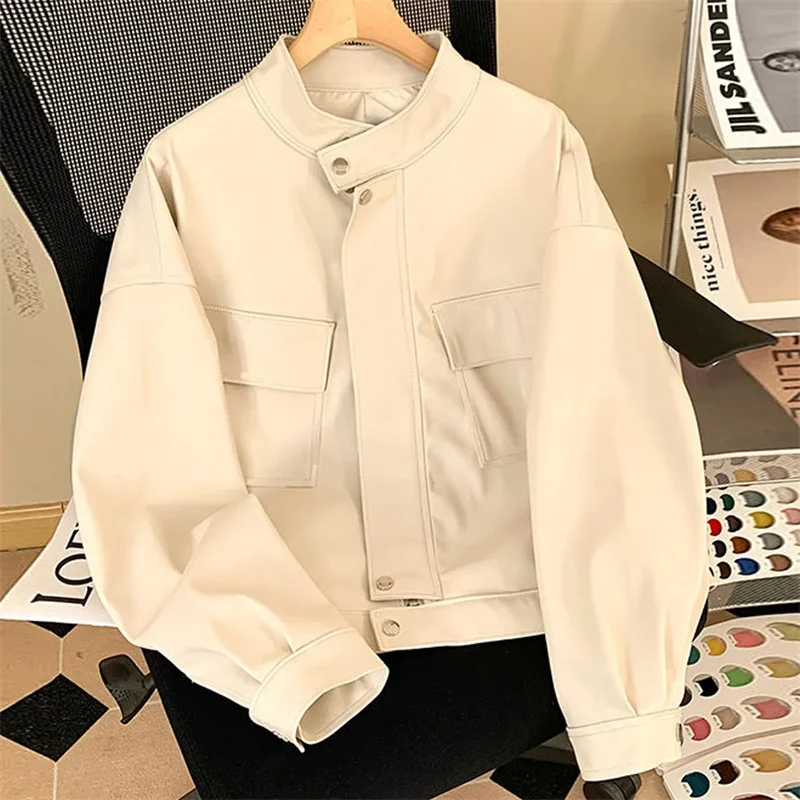 Fashion Leather Jacket Women\'s Spring and Autumn new Loose Joker Leisure Short PU Leather Jacket Tide Women\'s Leather Jacket