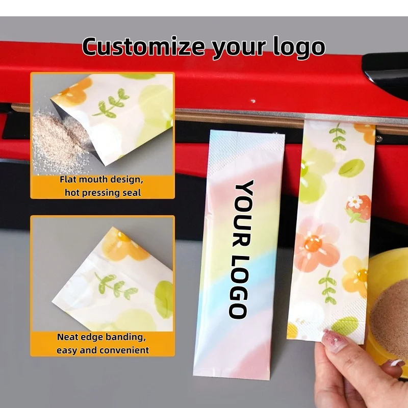 【Logo Custom】100Pcs Customized Long Aluminum Foil Bags Powder Powder Divided Into Plastic Bags Small Batch Customization Factory