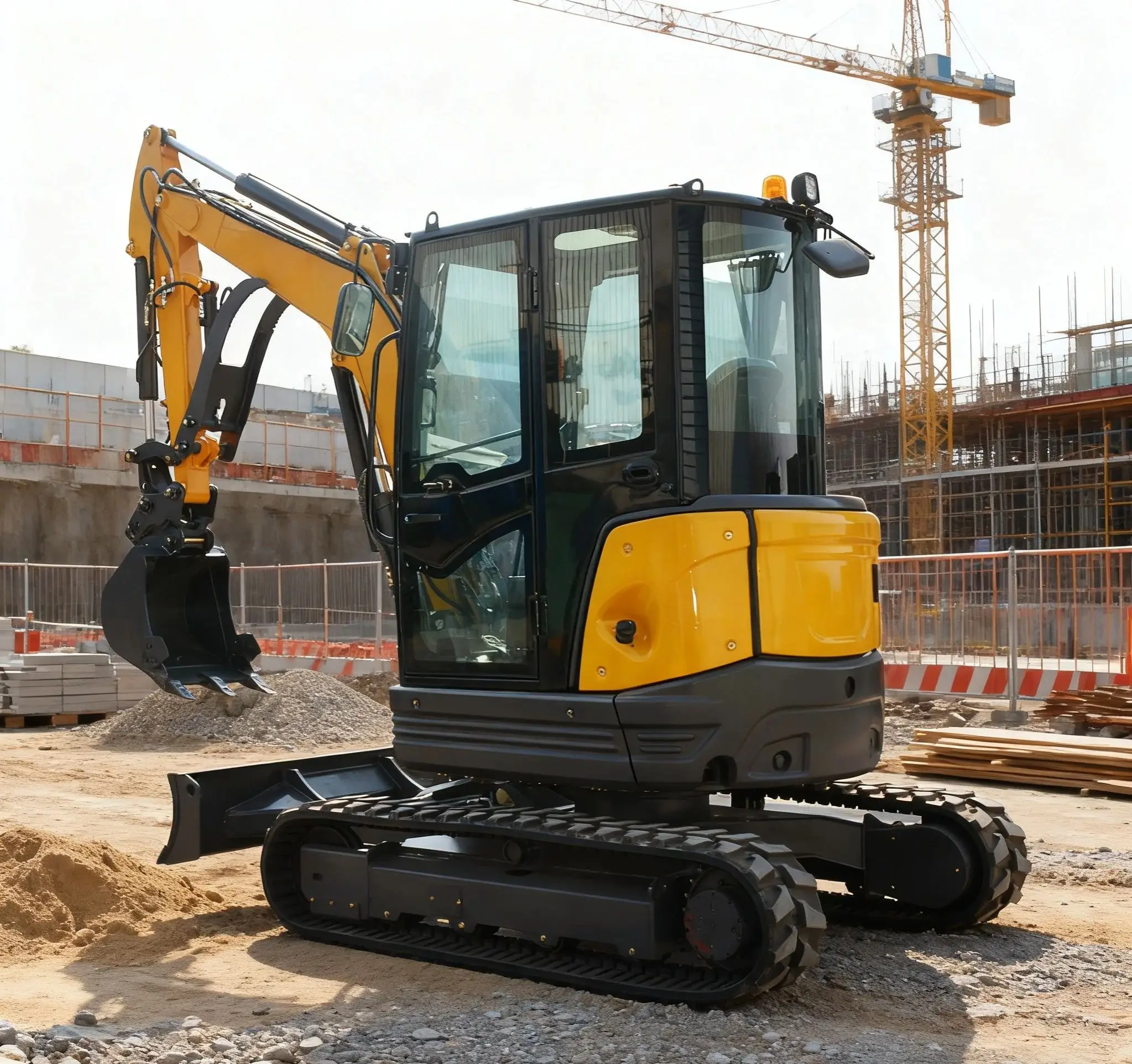 

3,5-тонный мини-экскаватор гусеничного типа Двигатель Kubota 3-тонный экскаватор Китайский фермерский экскаватор