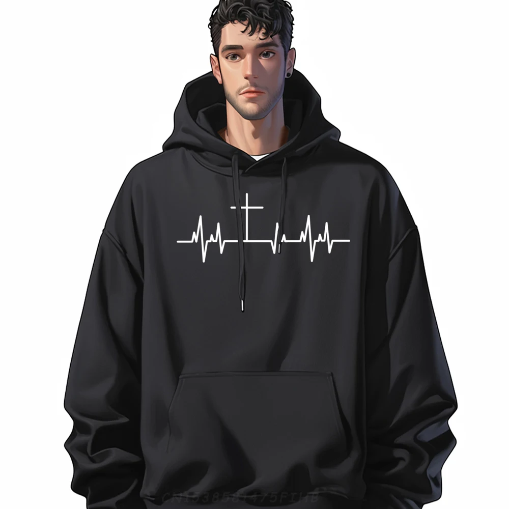 

Christians Heartbeat ECG Graphic Shirts Men ECO-FRIENDLY Men's Shirt Graphic New In Hoodies & Sweatshirts Long Sleeve Men