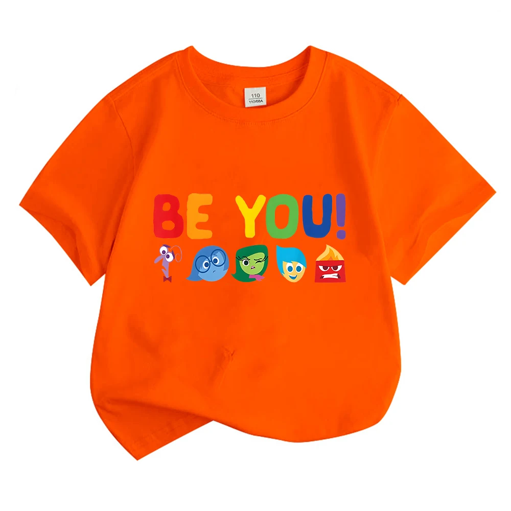 Inside Out Emotional Rainbow T-Shirt Girls/Boys Round Collar Cotton T Shirt Short Sleeve Tees Kids Baby Streetwear Y2k Clothes