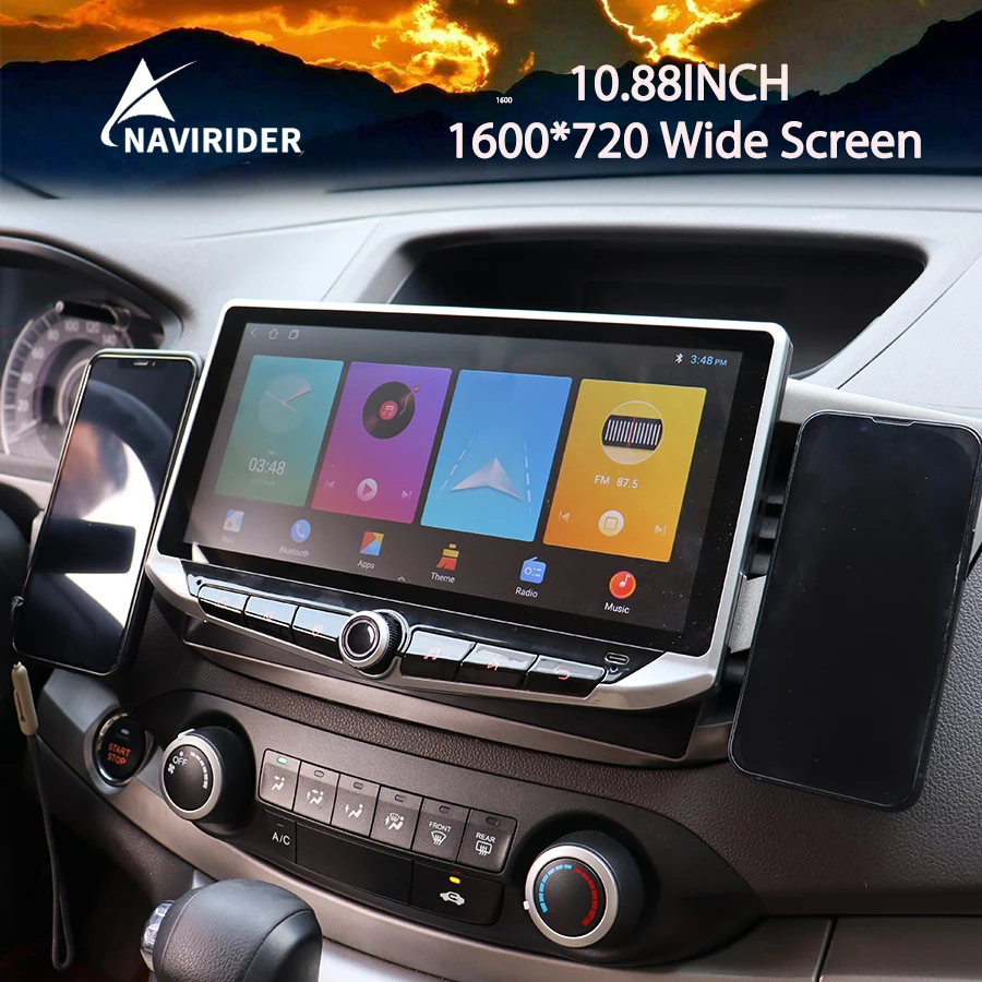 Qled Screen Android 14 Video Player CarPlay For Honda CRV CR-V 2012 2015 Type-C Charging Mobile holder GPS Car Multimedia Stereo