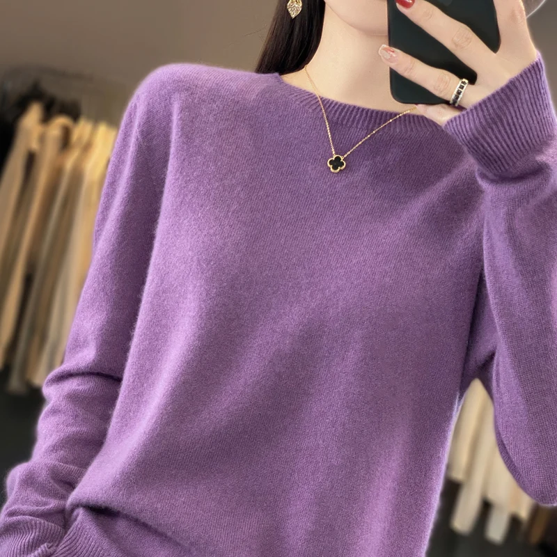 Maglione di Cashmere maglioni lavorati a maglia da donna 100% pura lana Merino 2023 inverno moda o-collo Pullover Top autunno caldo maglione vestiti