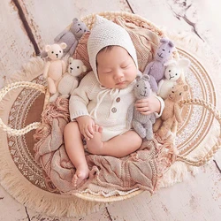 Knitted Baby Boy Costume Newborn Photography Props Long Sleeve Infant Bodysuit Newborn Photography Outfit Baby Girl Accessories