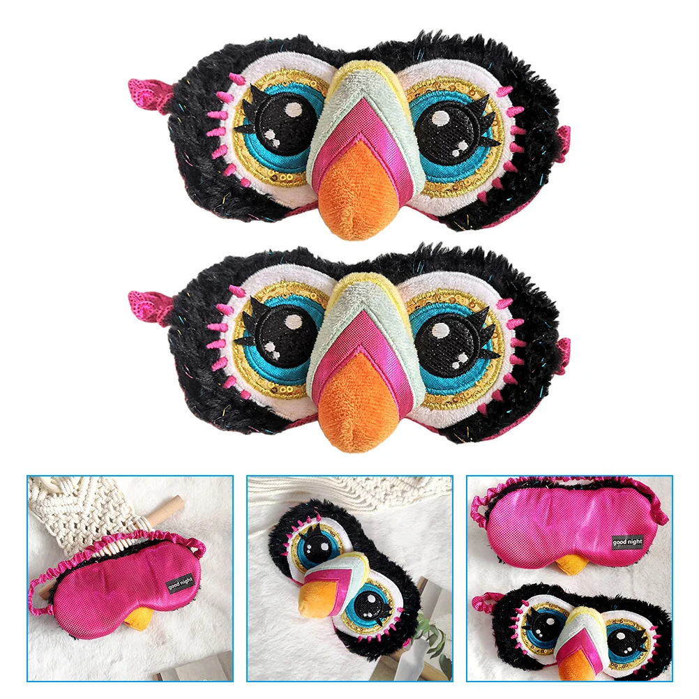 

2 Pcs Perforation Toucan Eye Mask Child Kids Patches Horror Plush Sleeping Women