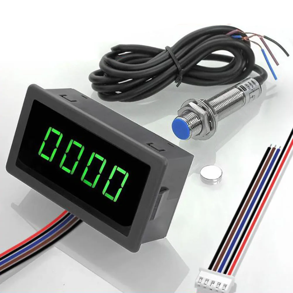 4Bit Digital LED Tachometer RPM Meter With Hall For Proximity Switch Sensor 5-9999RPM Detector For Industrial Motor Testing Tool