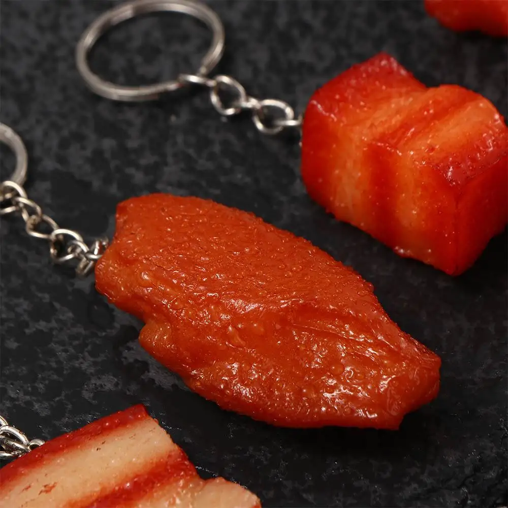 Creative Funny PVC Pork Belly Trotters Roast Chicken Simulation Food Keychains Fashion Jewelry Bag Pendant Fast Food Key Ring