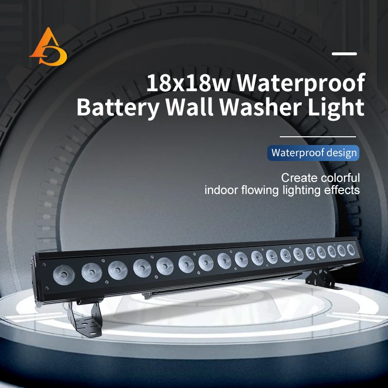 18x18w 6in1 RGBWAUV Battery Wall Washer Bar Light Waterproof Outdoor Professional Stage Lighting for Bar Wedding Music