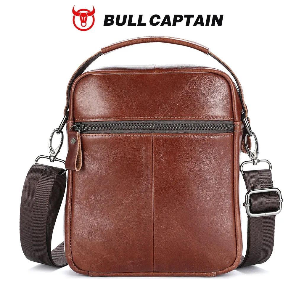 BULLCAPTAIN Men's crossbody bag, fashionable genuine leather bag, trendy retro men's top layer cowhide shoulder bag view 6