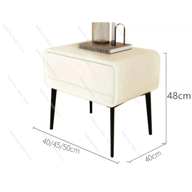 Modern Style Solid Wood Bedside Table, Faux Leather 1 Drawer Nightstand for Bedroom Home Hotel Side Storage