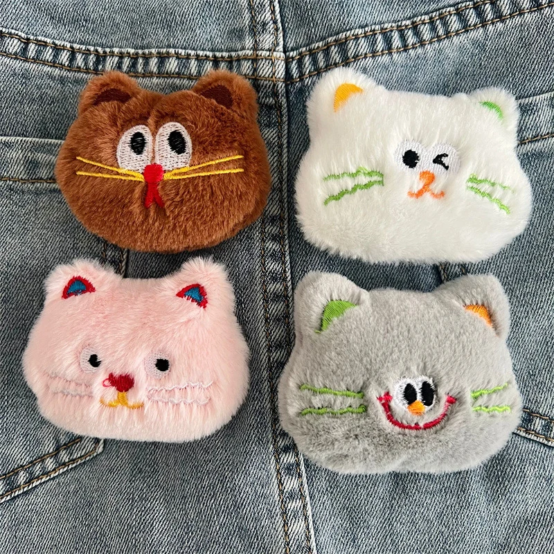 Cute Cat Plush Doll Brooch Fluffy Soft Stuffed Clothes Badge Pins Backpacks Decoration Accessories image 3