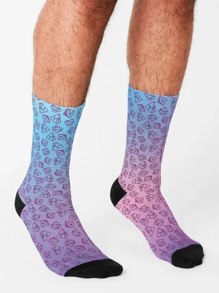 Pastel D20 Polyhedral Dice Set Print Socks Rugby funny gifts designer luxe Socks Men's Women's