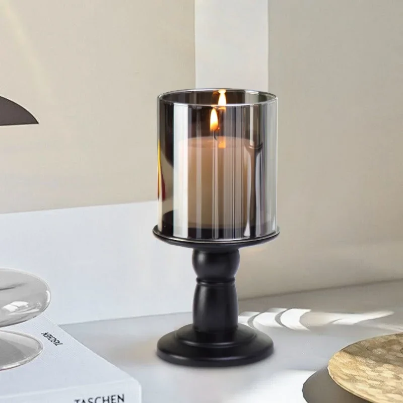 Vintage Metal Candle Holders Black Roman Column Candelabrum Centerpieces Candle Stick Holder Home Decoration Accessories