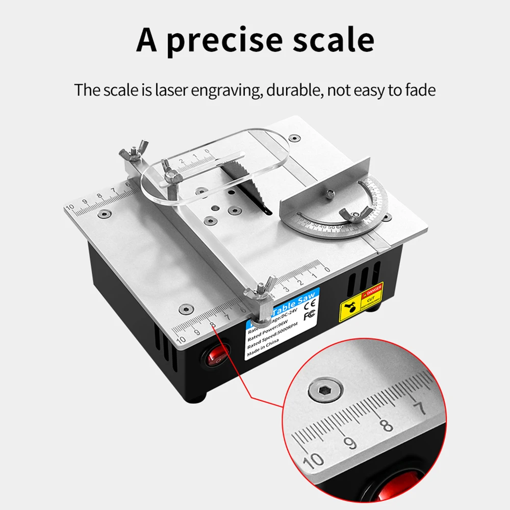 DC24V Household Miniature Woodworking Table Saw Electric Multi-Function Precision Dust-Proof Decoration Cutting Machine