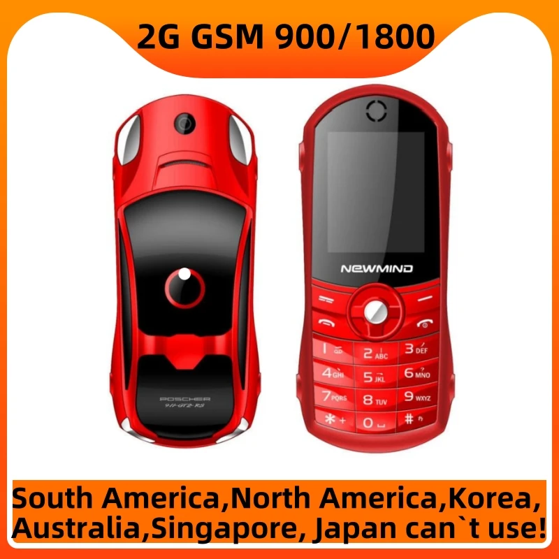 Newmind-Push Button Car Mobile Phone, Cute Mini Cell Phone, Dual Sim,2G GSM,1000mAh, Camera, MP3, FM, F8, 1.8 Inch Telphone