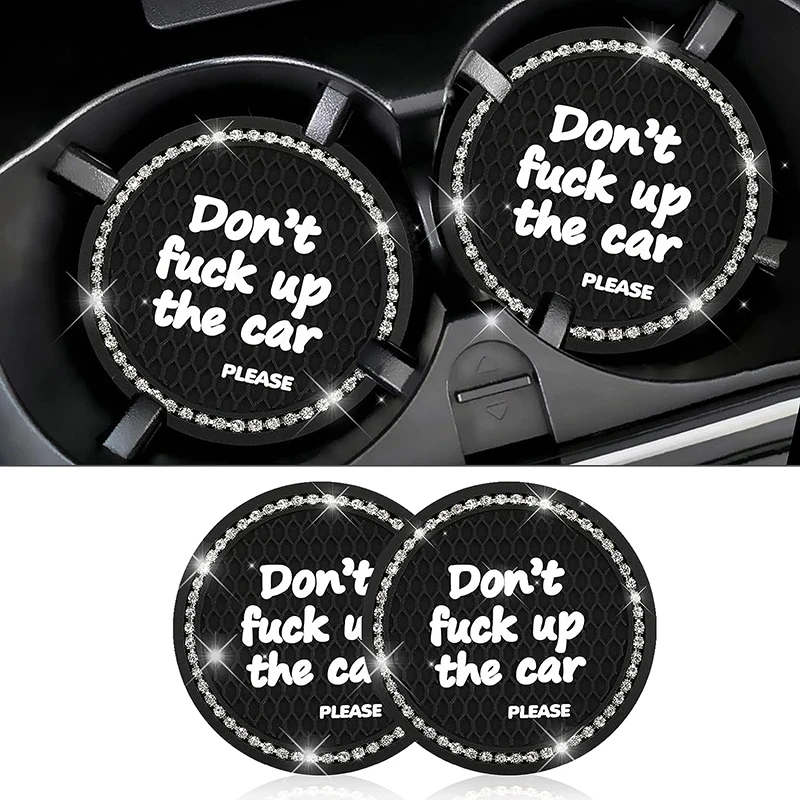 Bling Car Cup Holder Insert  Coasters Universal Bling Crystal Vehicle Coasters Car Interior Accessories Anti-Slip Auto Cup Mats