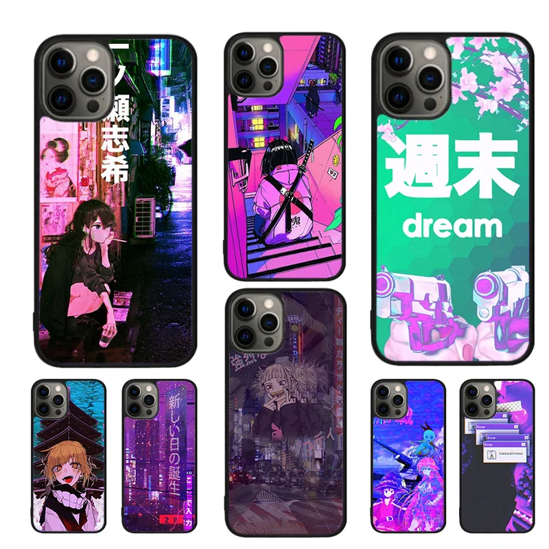 Vaporwave Glitch Aesthetics Phone Case For iPhone 16 15 14 11 12 13 mini Pro  XR XS MAX Plus coque Cover Shell