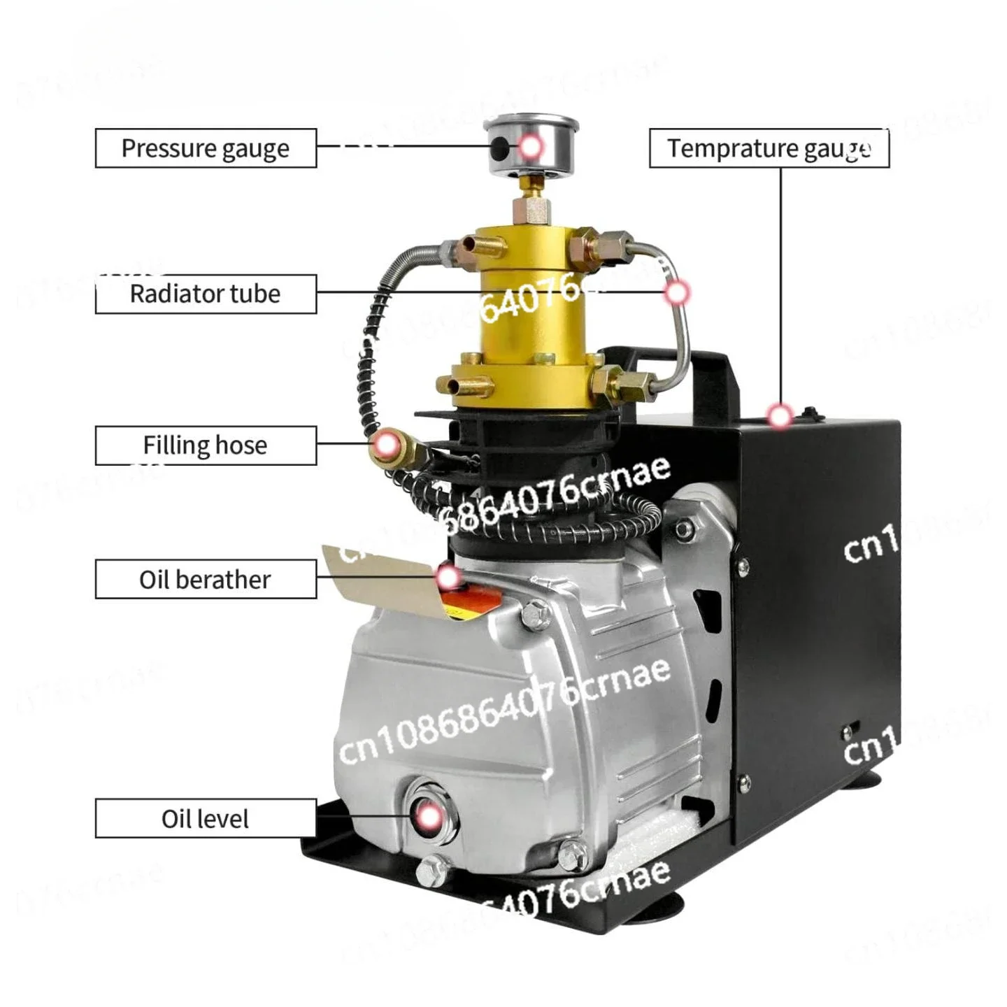 Compressore d'aria Compressore elettrico ad alta pressione Riempimento serbatoio per immersioni subacquee 220V/110V