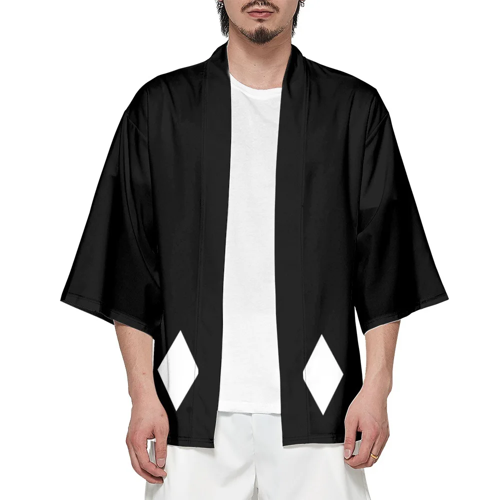 تصميم جديد الساموراي التقليدي الأسود كيمونو 2025 اليابانية النساء الرجال الشاطئ سترة يوكاتا موضة تأثيري هاوري قمصان علوية