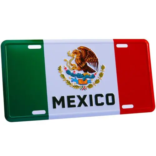 Mexico Flag License Plate - 3D Embossed Metal Car Truck Tag Sign - El futbol Aluminum