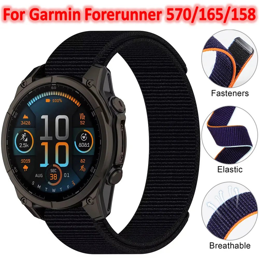 Quick Release Nylon Strap For Garmin Forerunner 570 42mm 165 158 Vivoactive 6/5/3 Wristband Bracelet For Garmin Venu 2/Plus/SQ/2
