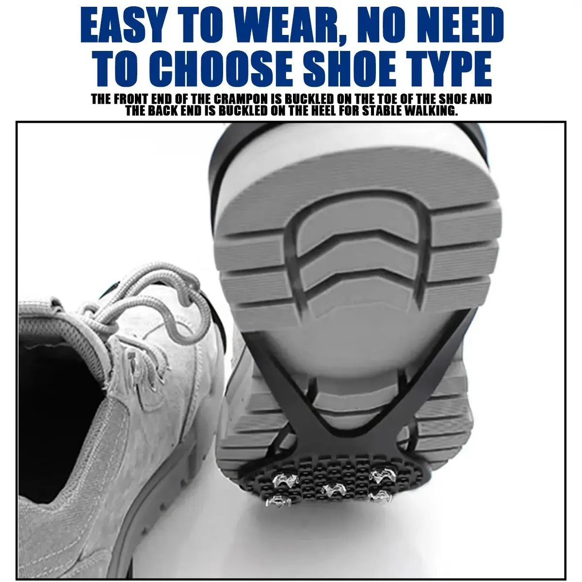 Anti slip ice claws 5-nail ice and snow camping walking shoes, winter safety boots, universal professional climbing shoes