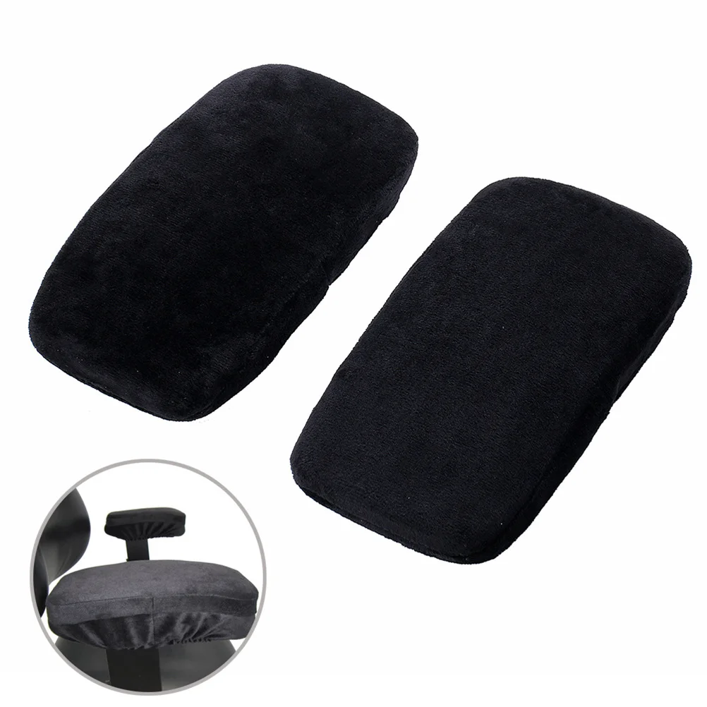 

2Pcs Memory Foam Armrest Pads Elastic Cover Thick Cotton Elbow Support Pad for Office Home Chair 25.4x13cm Black