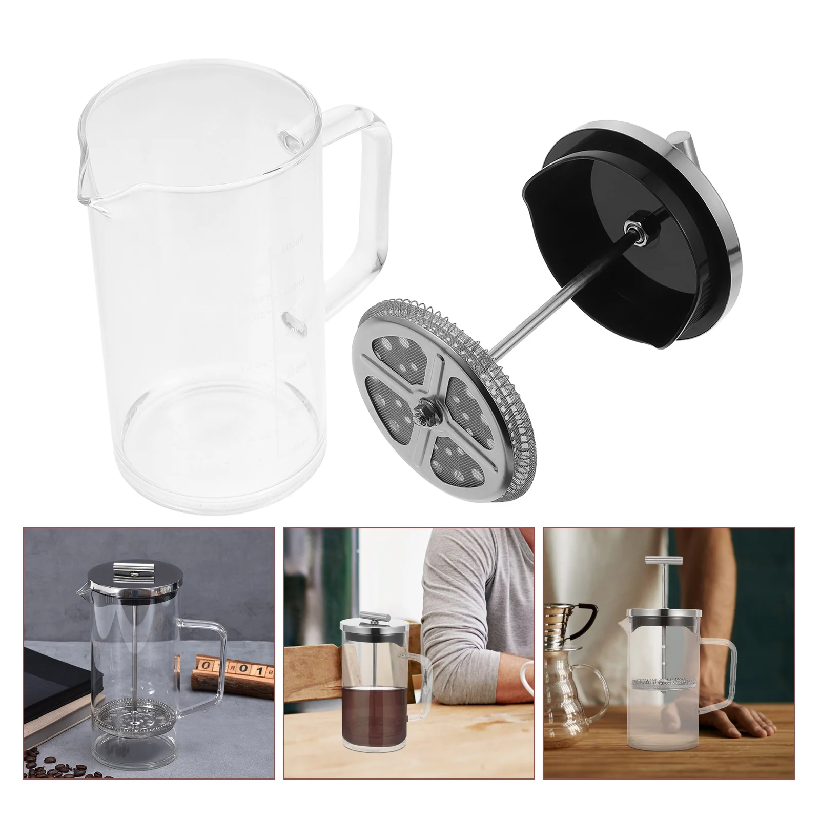 1 قطعة ماكينة ضغط القهوة المنزلية المميزة إبريق قهوة يدوي سعة كبيرة مرشح بقايا سهلة التنظيف وعاء قهوة شفاف للمنزل