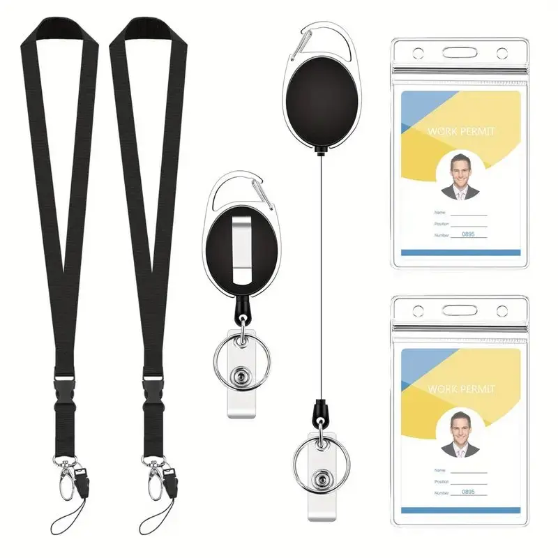 Cordino da crociera con clip per carta, tracolla staccabile con porta badge identificativo verticale in PVC trasparente impermeabile su entrambi i lati