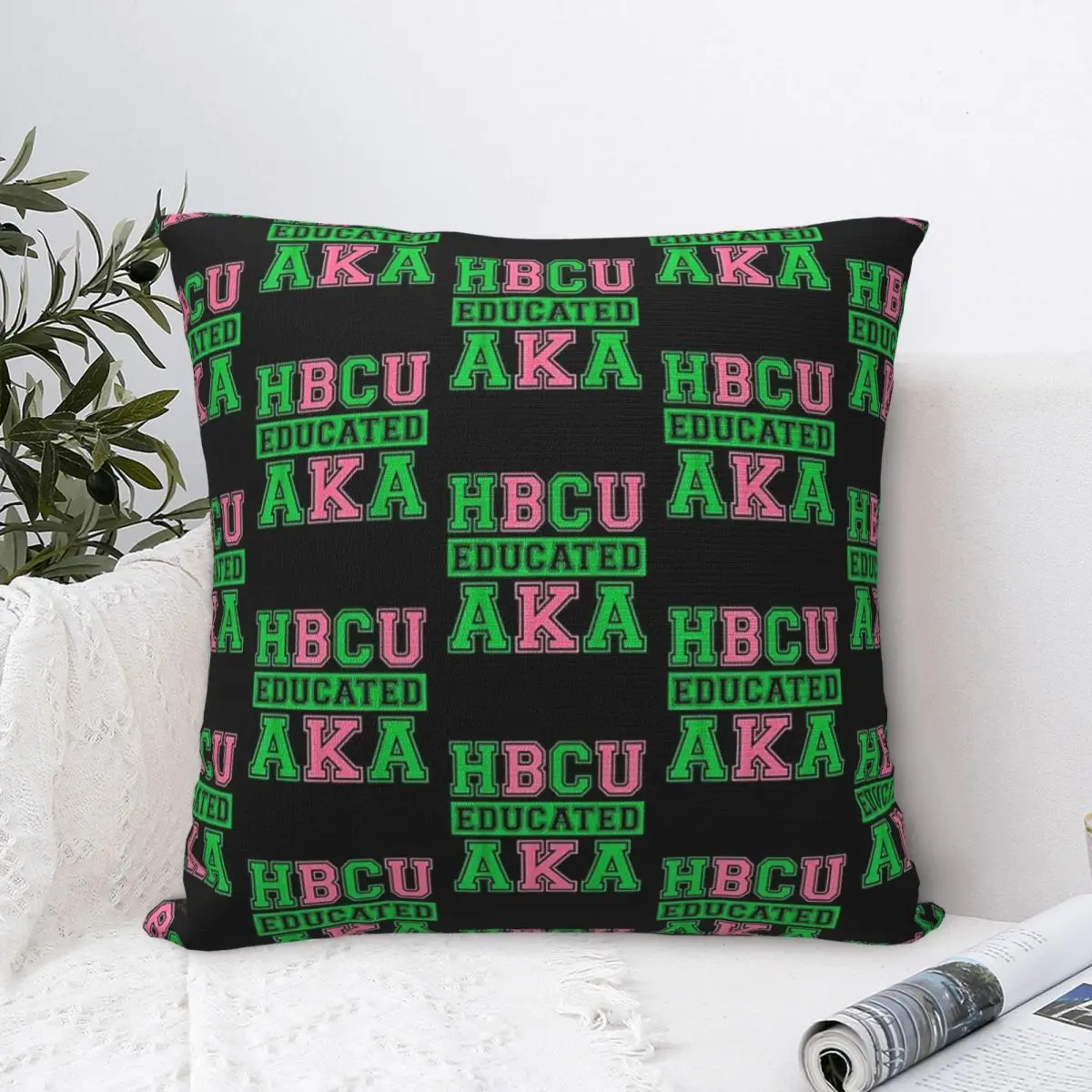 HBCU Grad AKA Sorority Paraphernalia, HBCU Educated AKA Square Pillowcase Pillow Cover Comfort Throw Pillow For Home Bedroom