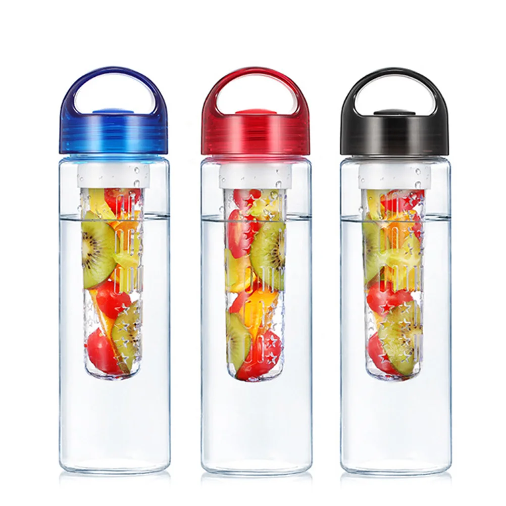 

750 Ml AS Material Water Bottle Sports Drinking Fruit Basket Holder Outdoors Infuser Eco Friendly Leakproof Portable Plastic